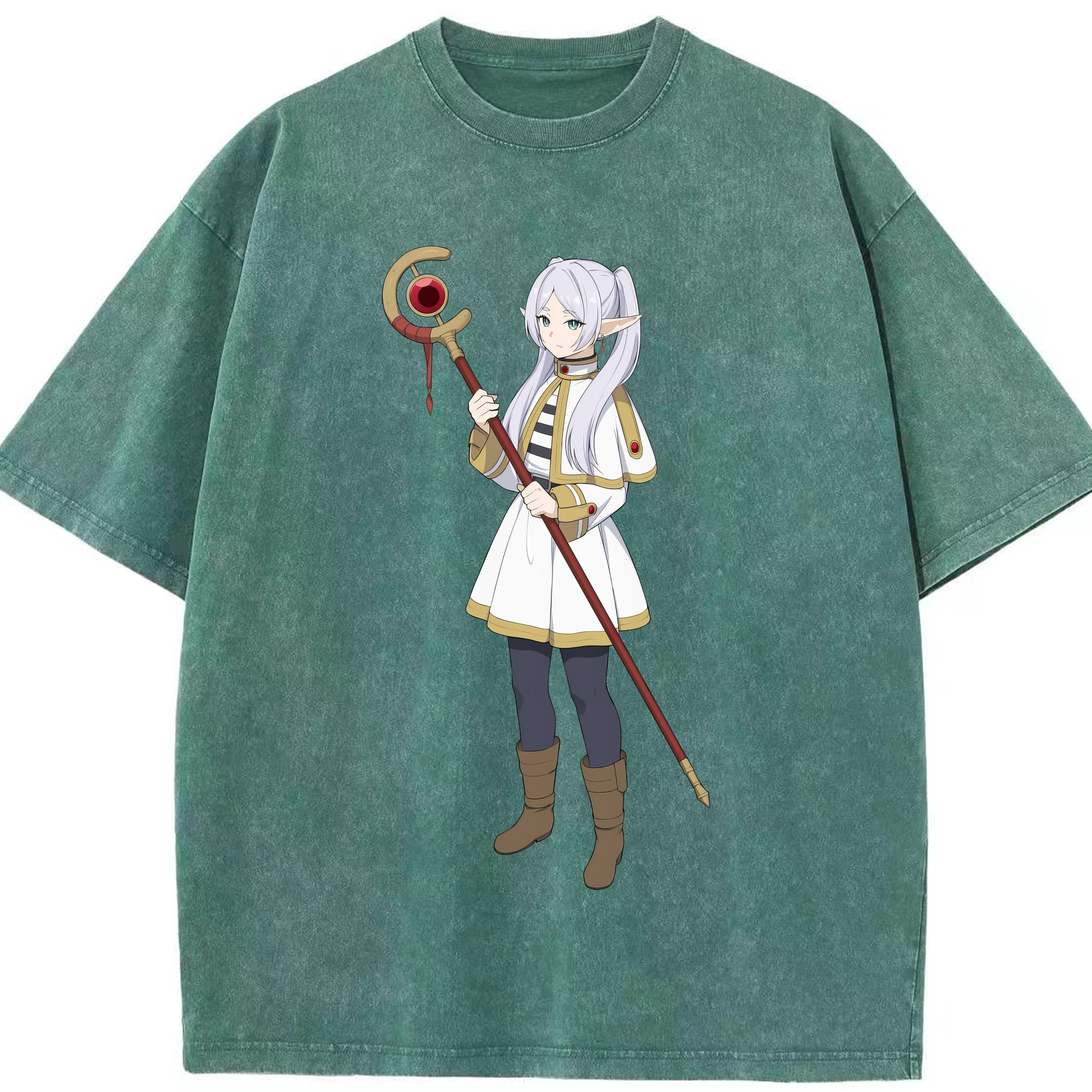 （画像用） 葬送のフリーレン Frieren 綿100% ヴィンテージ風 半袖Tシャツ（フロントプリント）
